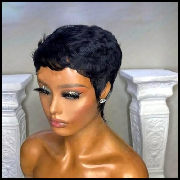 Human Hair Pixie Wig Glueless Lace Front Short Bob Throw On Go main image 5